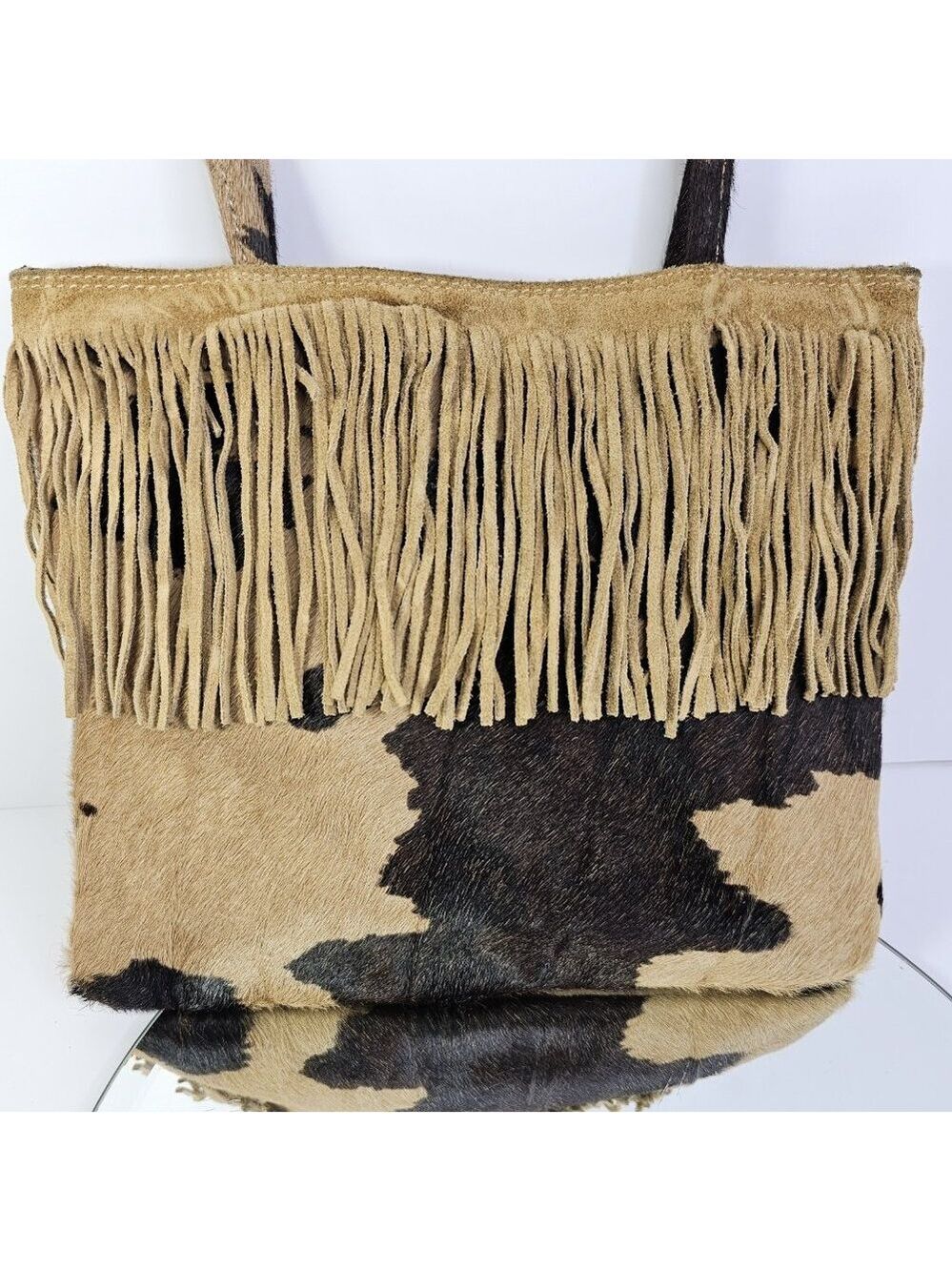 Cow Fur Handbag With Leather Tassles Feels Like A Real Cow. Hair On hide Cattle